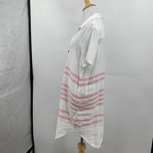 Rails Dress Womens M Medium Multi Linen Blend Rocky Stripe Lace Up Short Sleeve - Picture 4 of 11